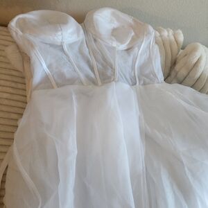 White boho wedding dress with removable sleeves